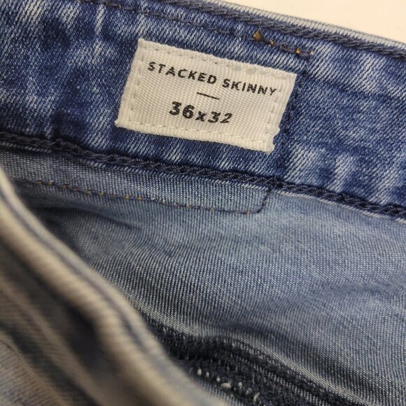 PacSun Men's Stacked Skinny Distressed Paint Splatter Jeans 36x32 Preowned Good - Picture 8 of 9